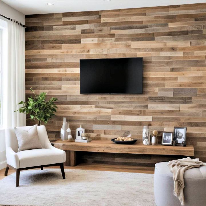textured barnwood tiles accent wall