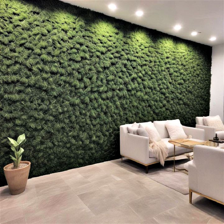 textured panels wall using artificial grass