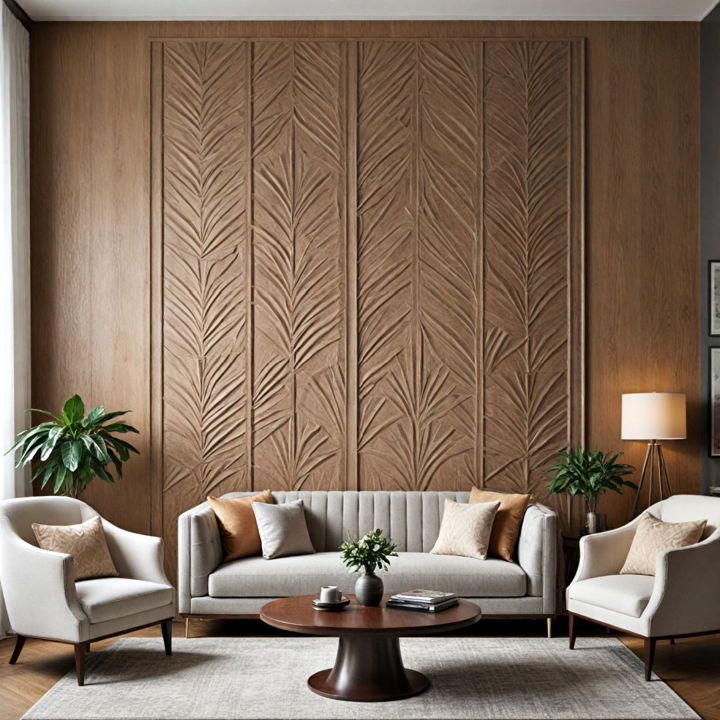 textured wall panels art deco living room