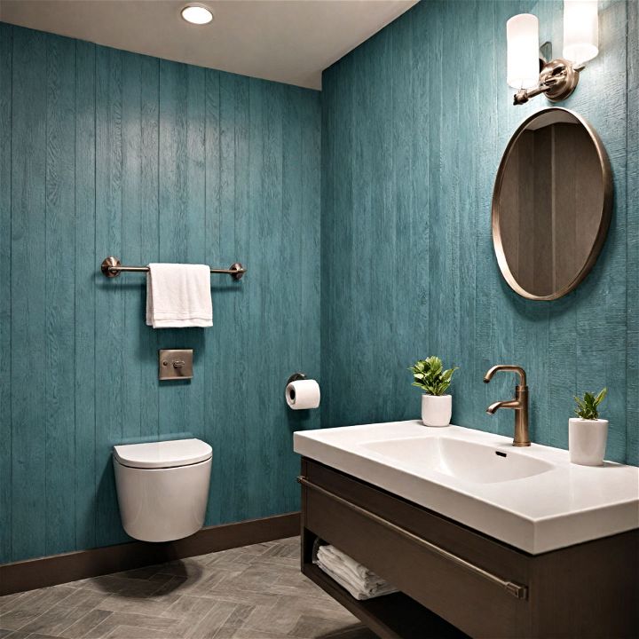 textured wall panels restaurant bathroom