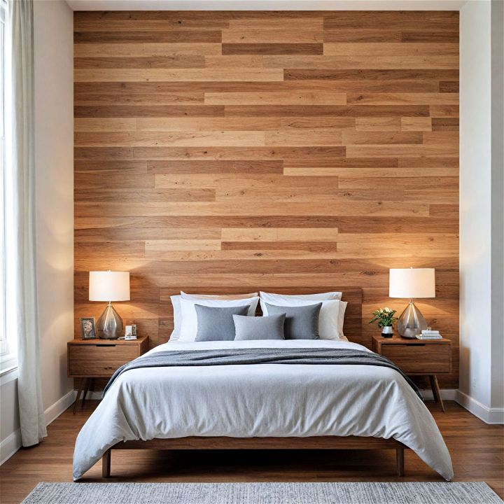 thin strip wood modern accent wall