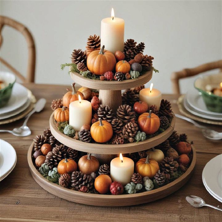 tiered tray decor for thanksgiving centerpiece