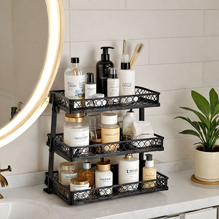tiered tray organizers for bathroom
