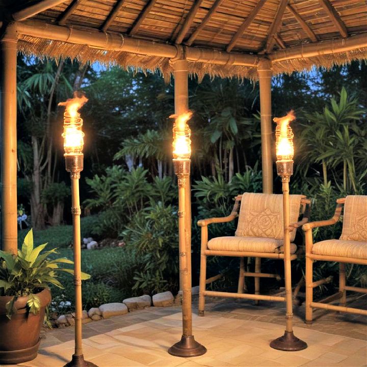 tiki torches made from bamboo