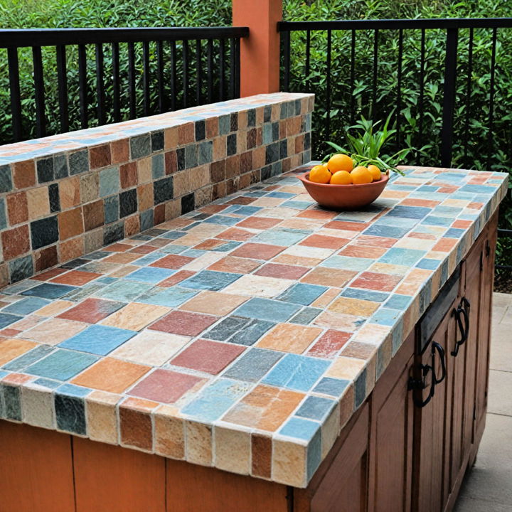 tile countertop for backyard cooking area