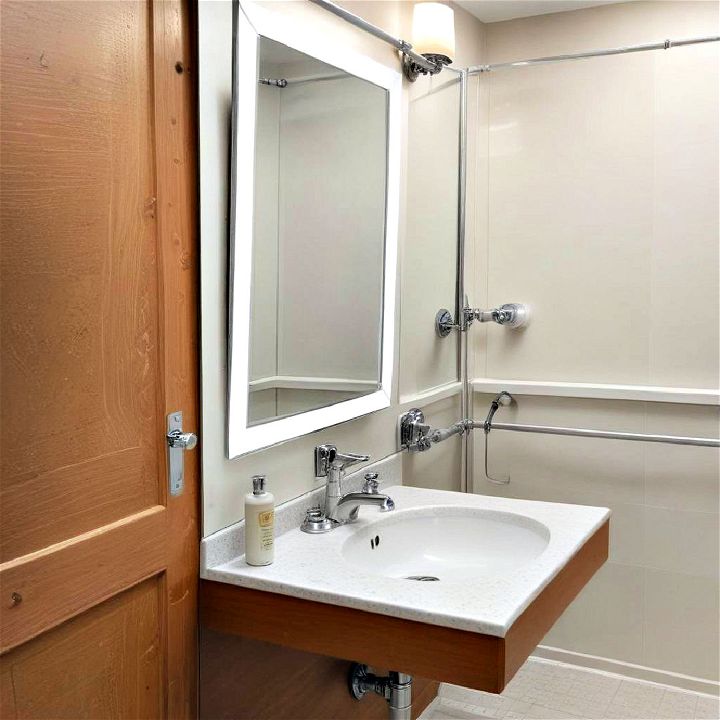 tilted mirror for handicap bathroom