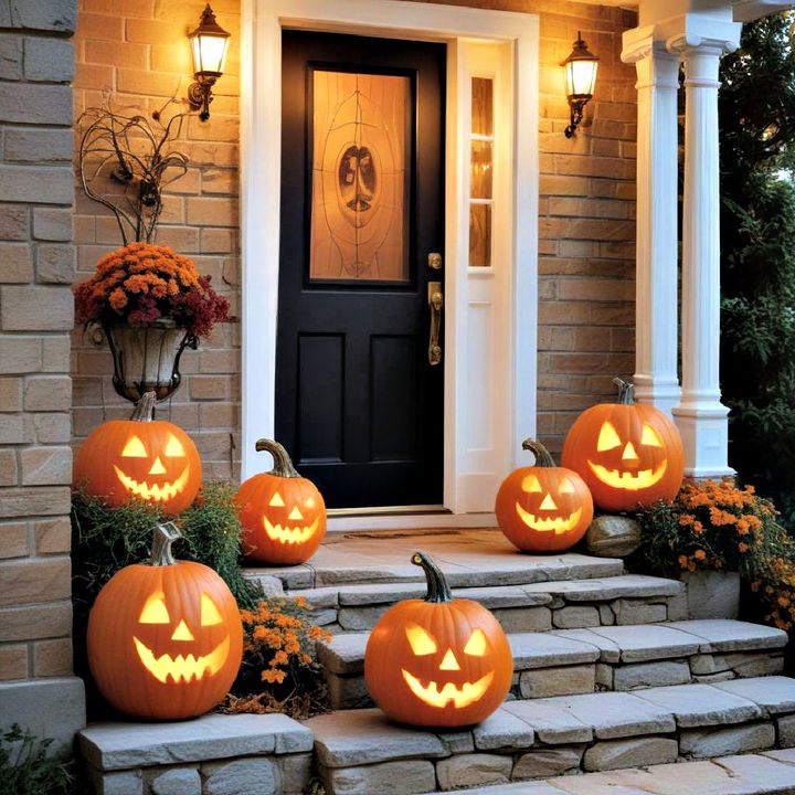 traditional charm carved pumpkin faces