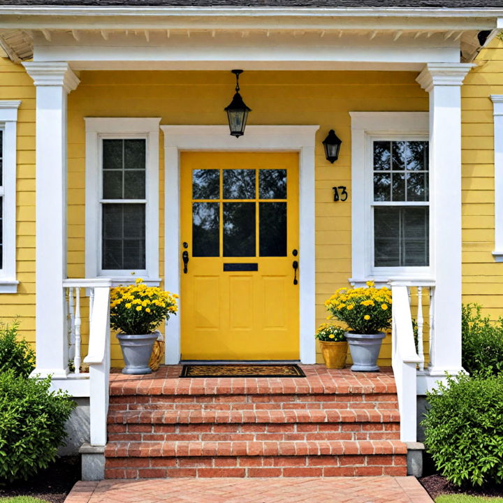 traditional sunny yellow porch