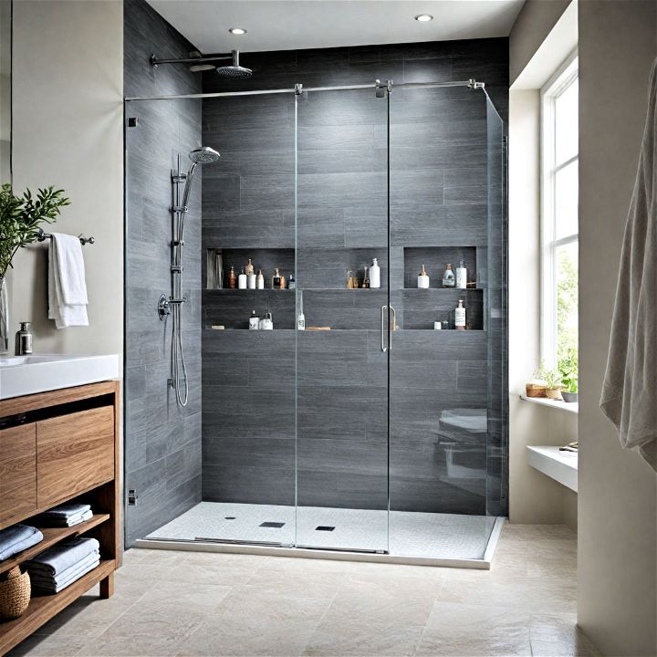 transparent walk in shower for luxury bathroom