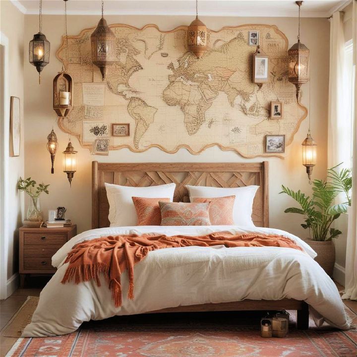 travel inspired decor bedroom