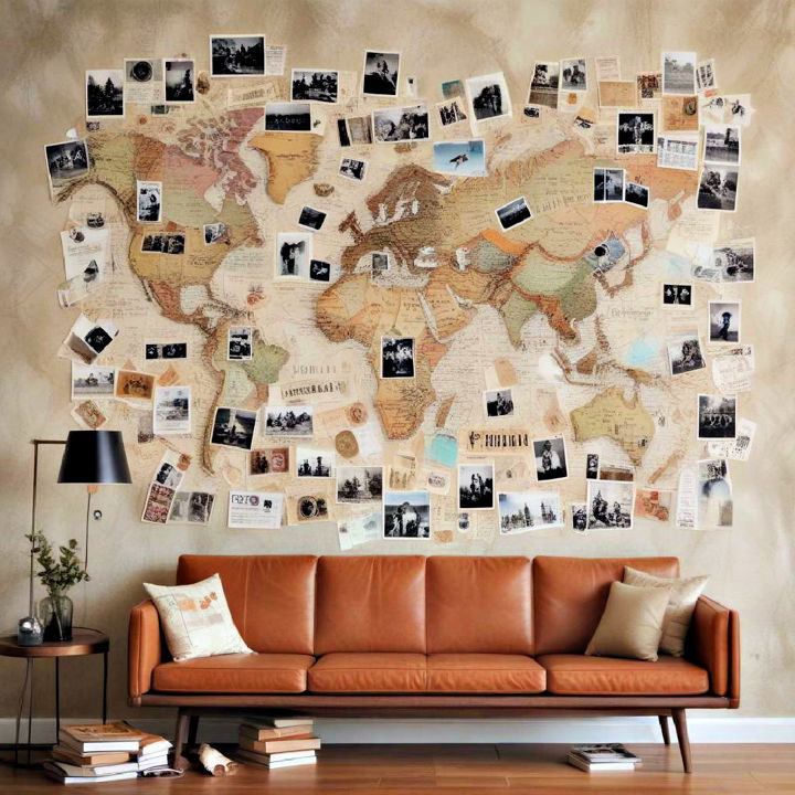 travel memories collage on a wall