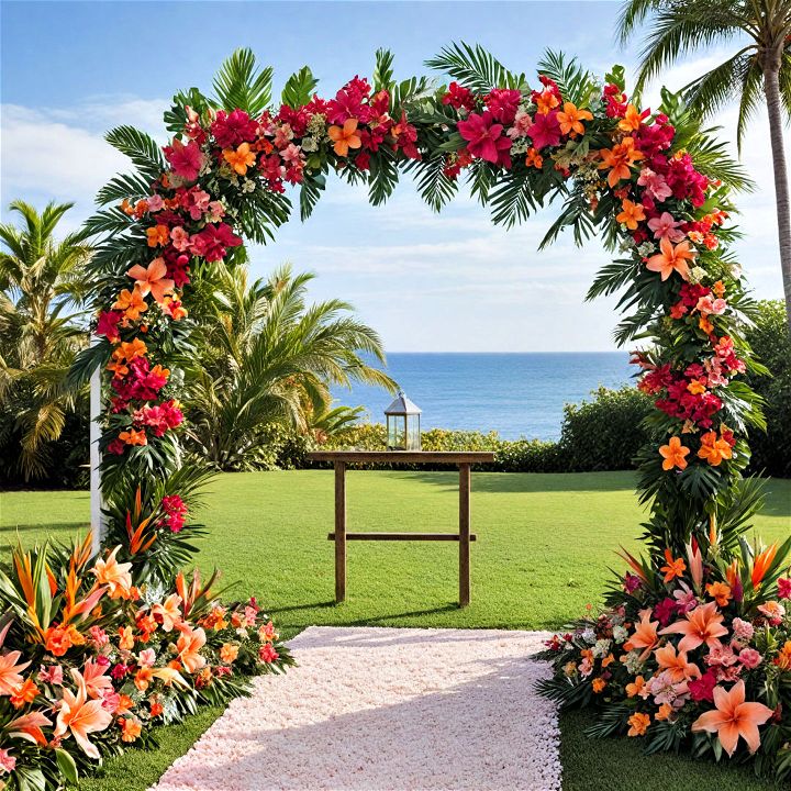 tropical arch for beach weddings