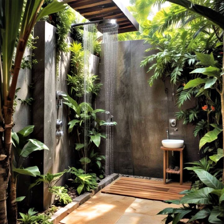 tropical backyard shower