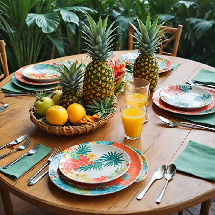 tropical oasis table setting