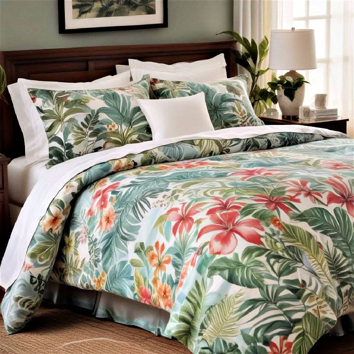 tropical prints bed linens