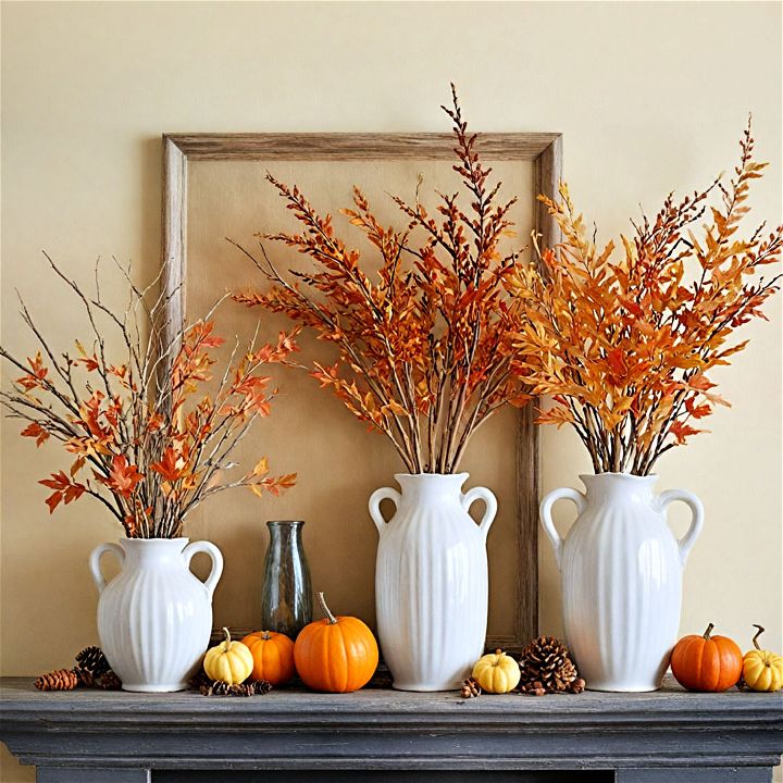 twig and branch mantel arrangement