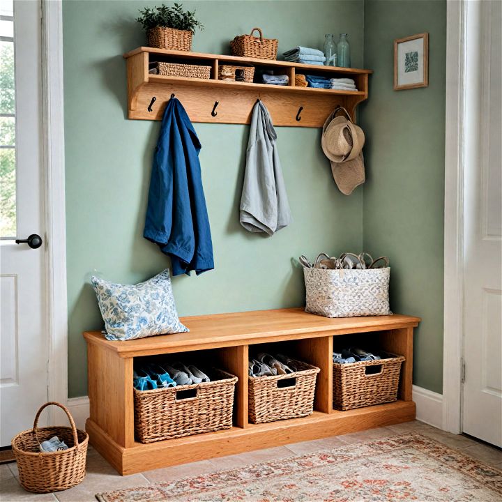 two tier bench for mudroom