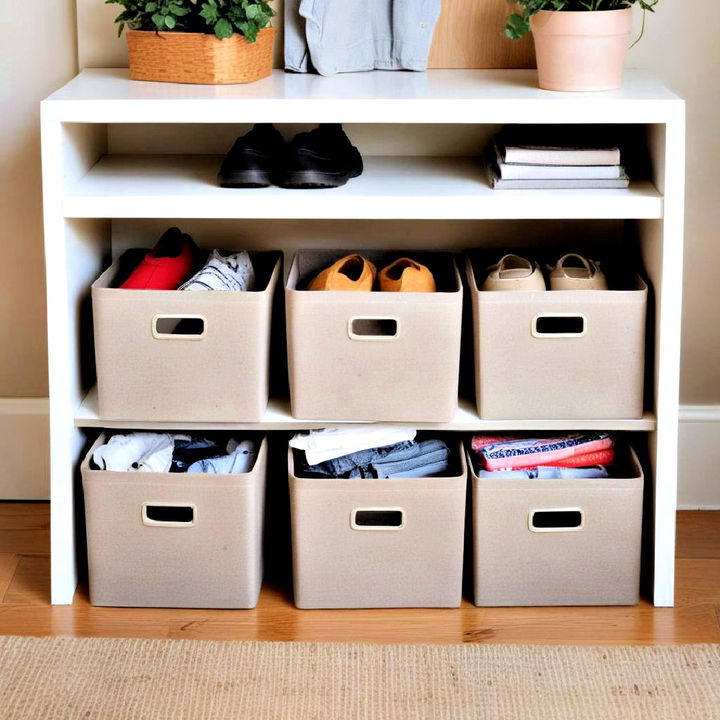 under bench bins for storage