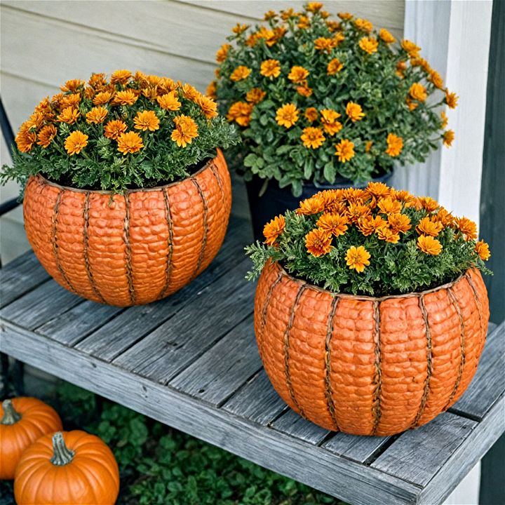 unique basket pumpkin planters