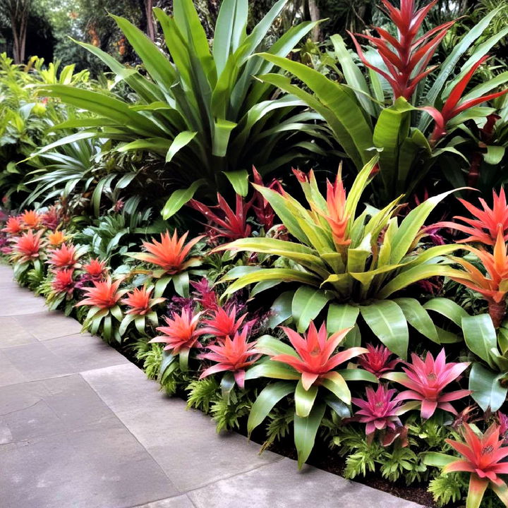 unique bold bromeliads walkway