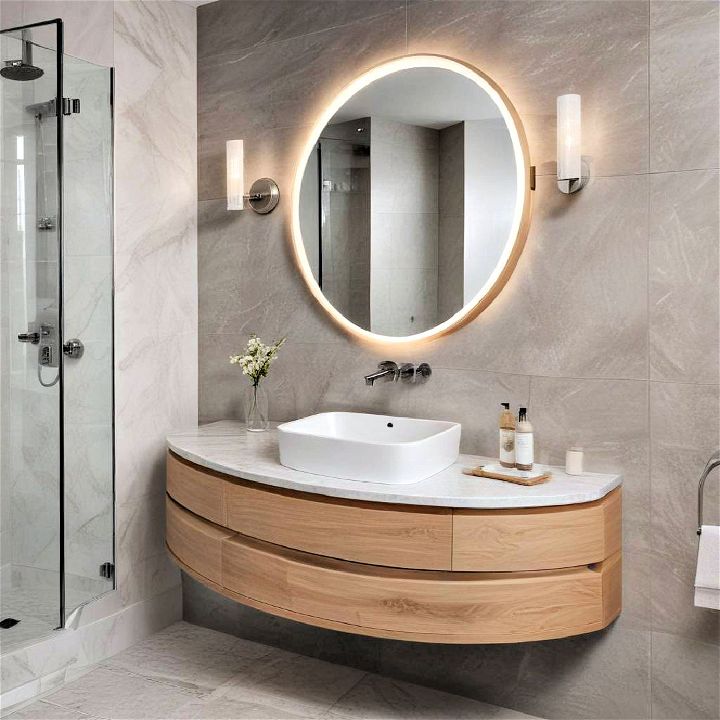 unique curved floating vanity