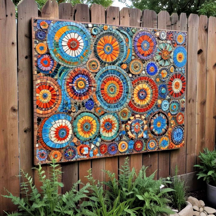 unique fence line mosaic art