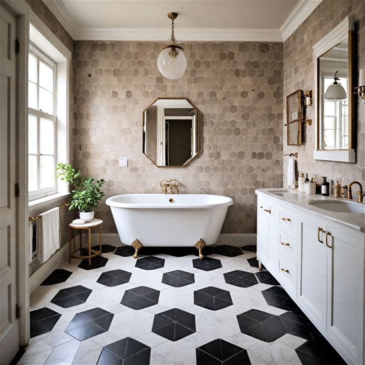 unique hexagonal tile flooring