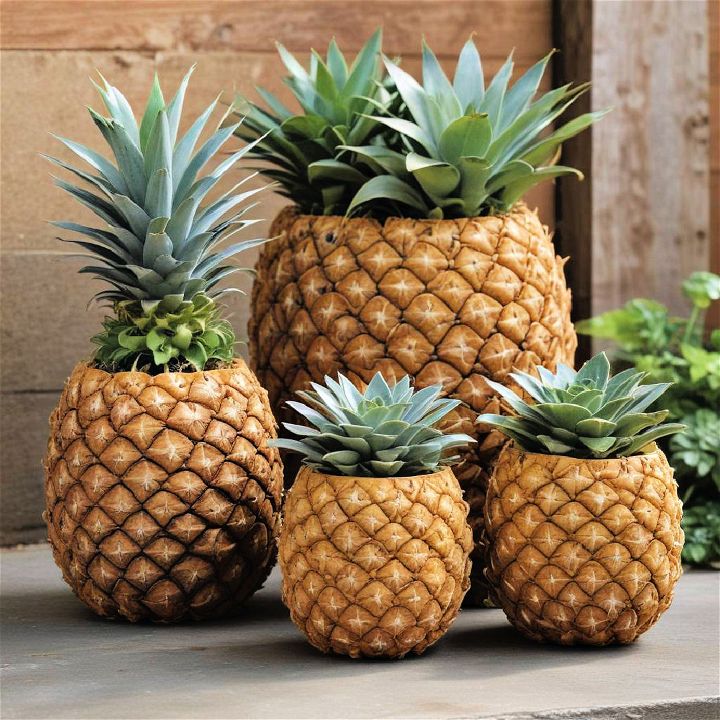 unique hollowed out pineapple planters