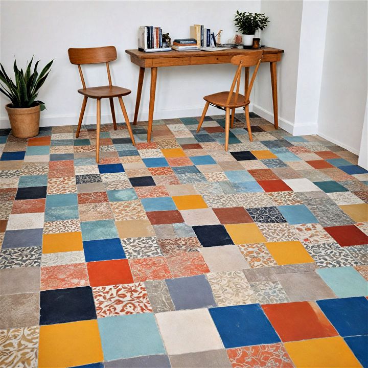 unique patchwork tile floor