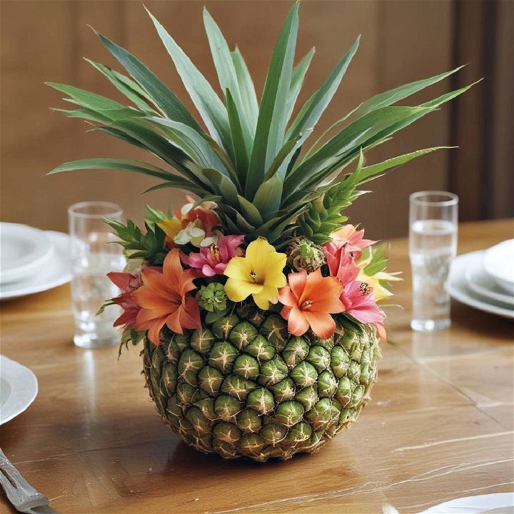 unique pineapple palm centerpiece