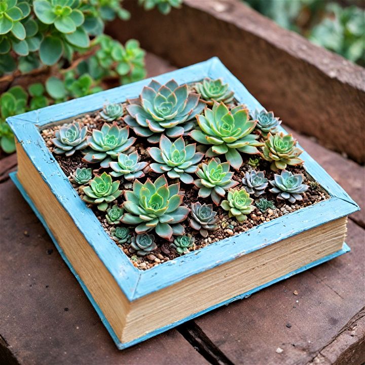 unique succulent book planter