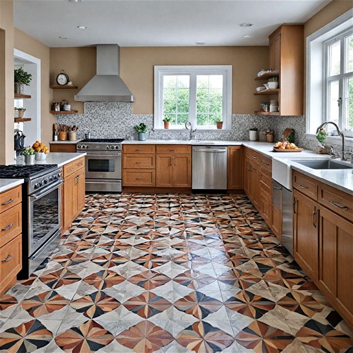 unique tile flooring eclectic kitchen