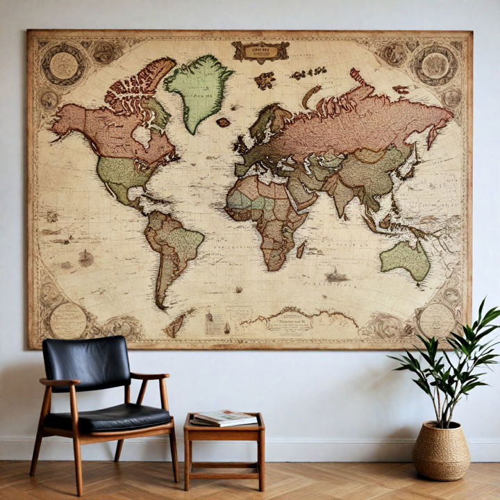 unique vintage maps for blank wall