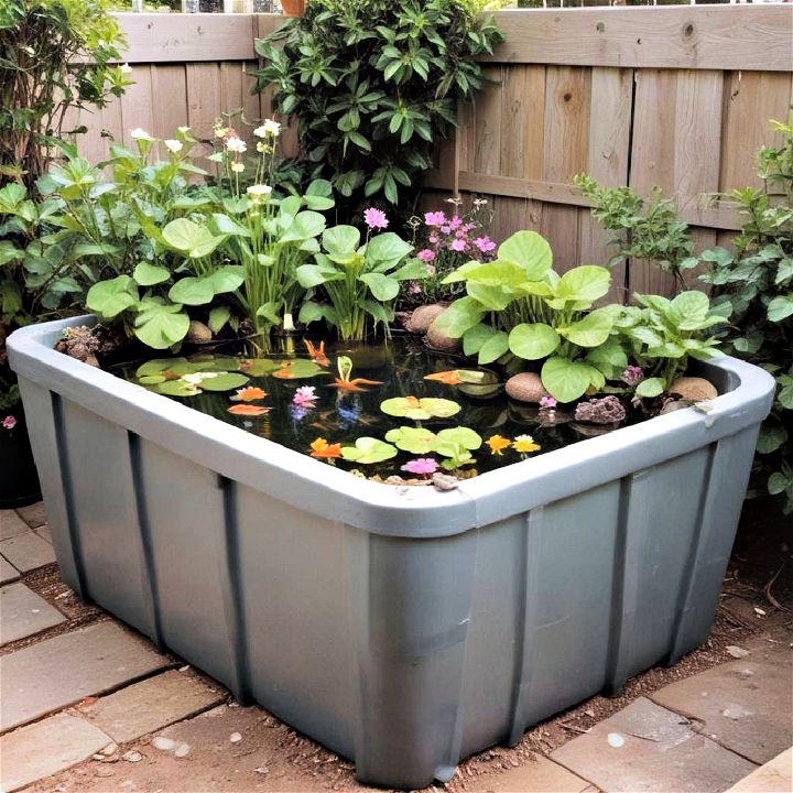 upcycled plastic container pond
