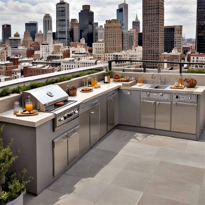 urban rooftop outdoor kitchen