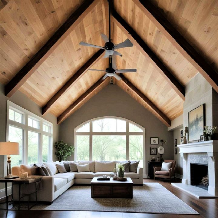 vaulted wood ceiling for living room