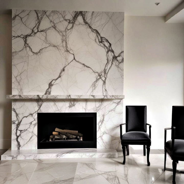 veined marble fireplace