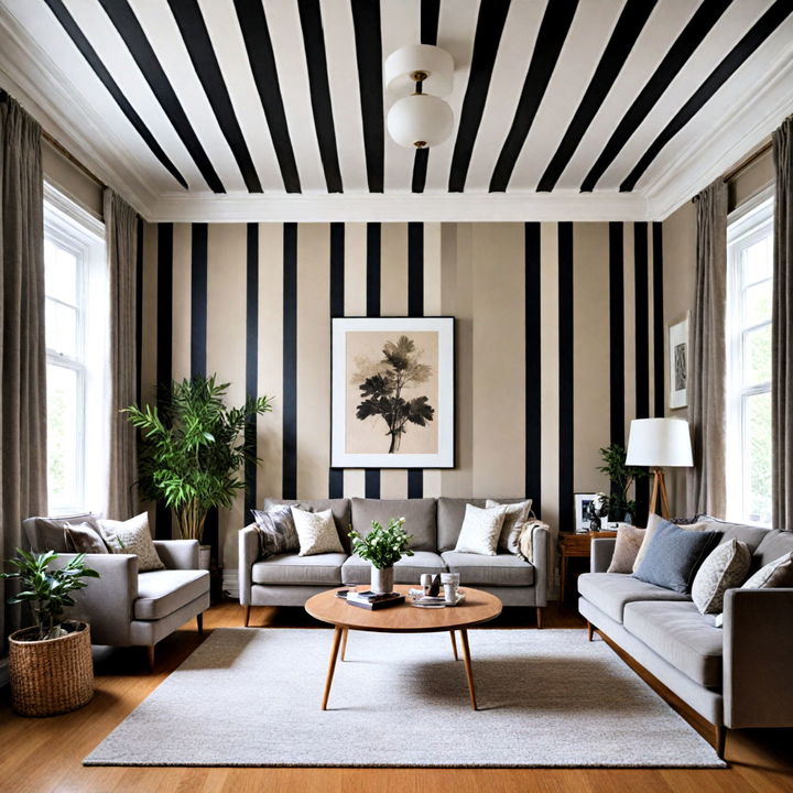 vertical stripes for long living room