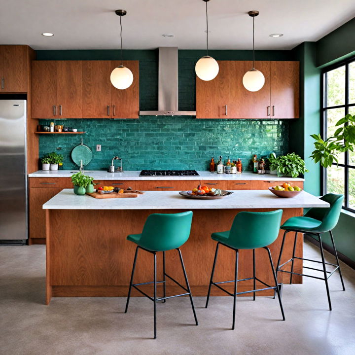 vibrant accent color modern kitchen