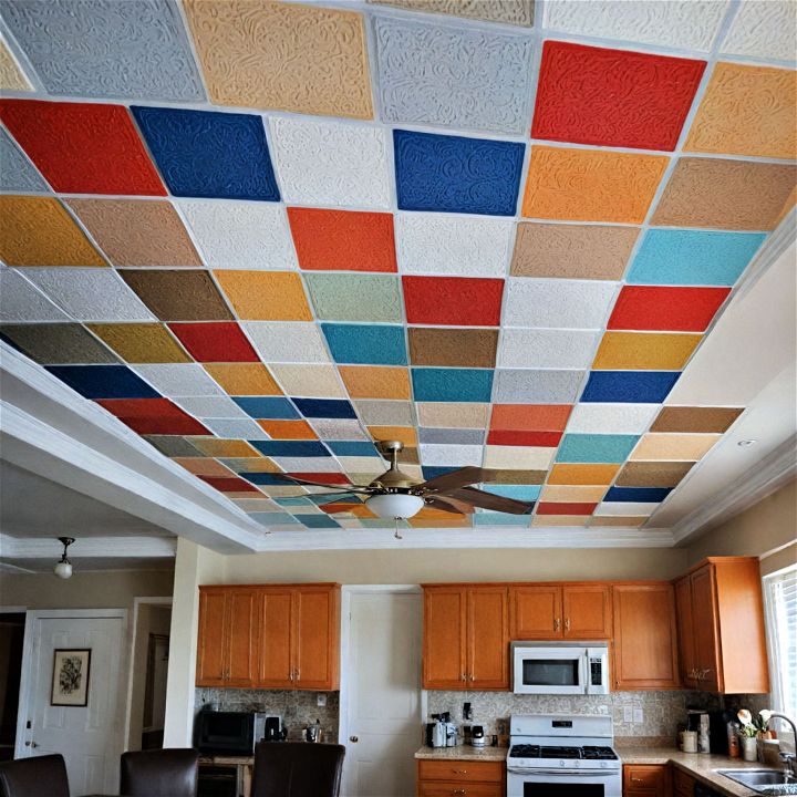 vibrant and low cost painted ceiling tiles