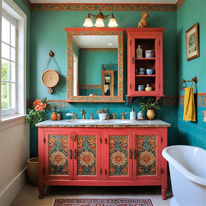 vibrant and unique painted cabinets