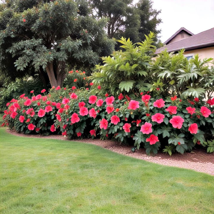 vibrant hibiscus blooms landscape