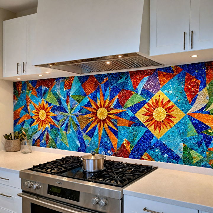 vibrant mosaic backsplash for colorful kitchen