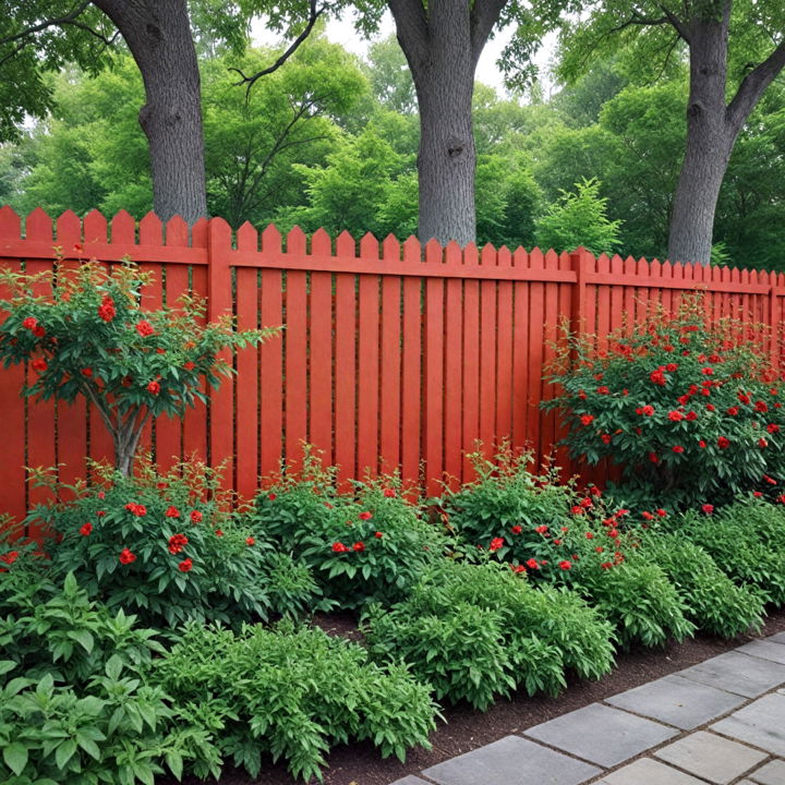 vibrant red accent fence