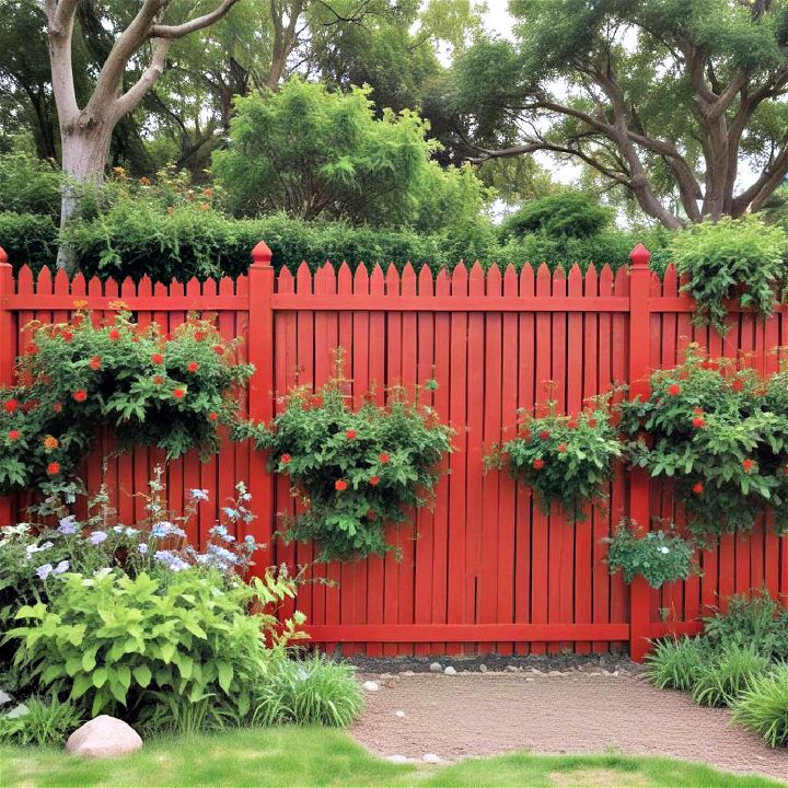 vibrant red fence in any garden