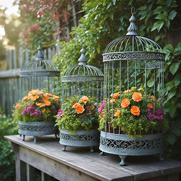 vintage birdcage planters