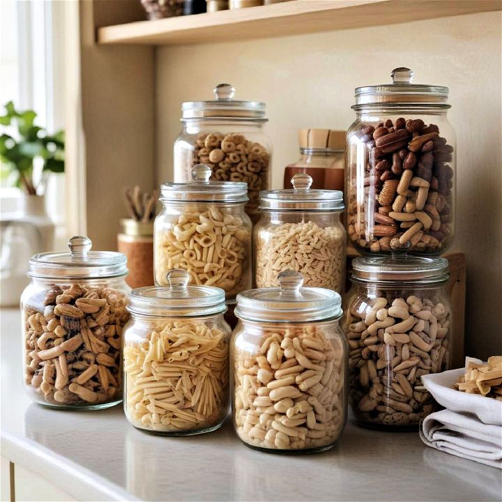 vintage glass jars with dry goods