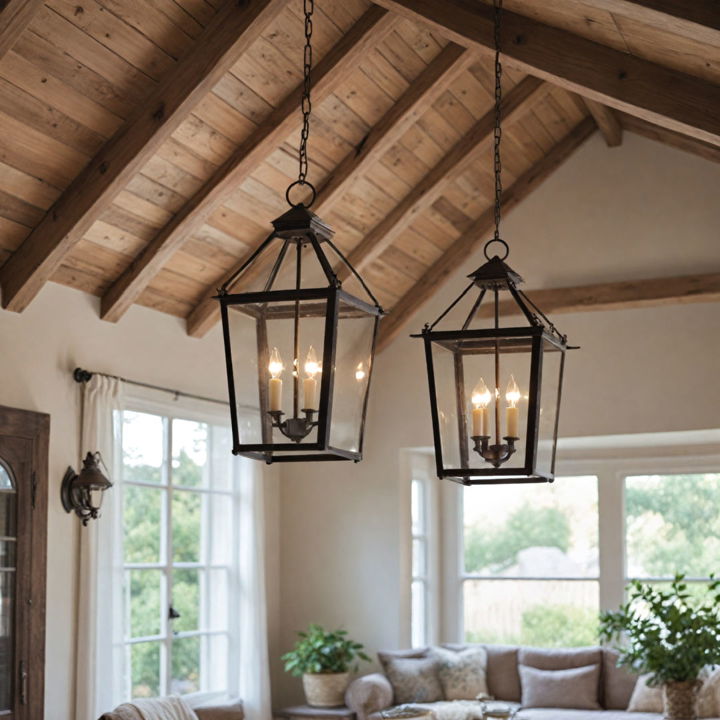 vintage hanging lanterns for vaulted ceiling