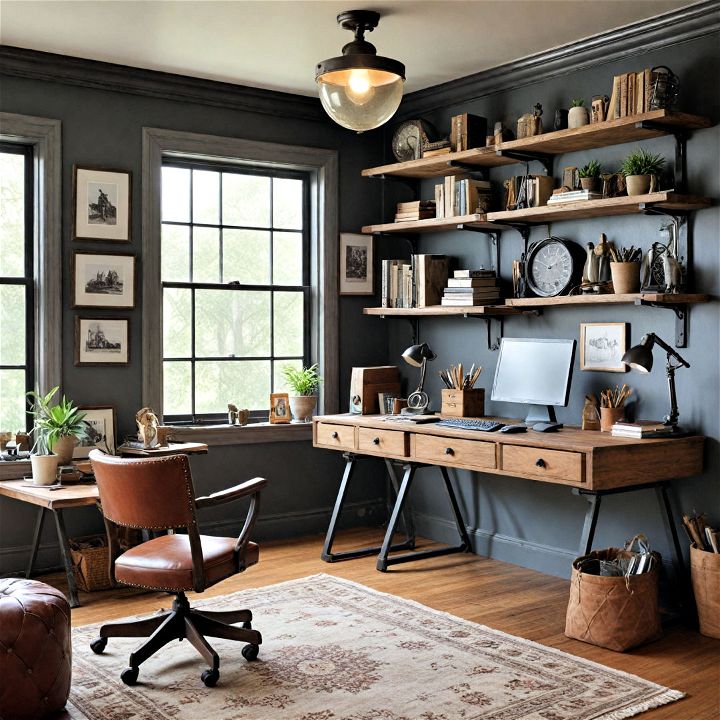 vintage industrial mix home office