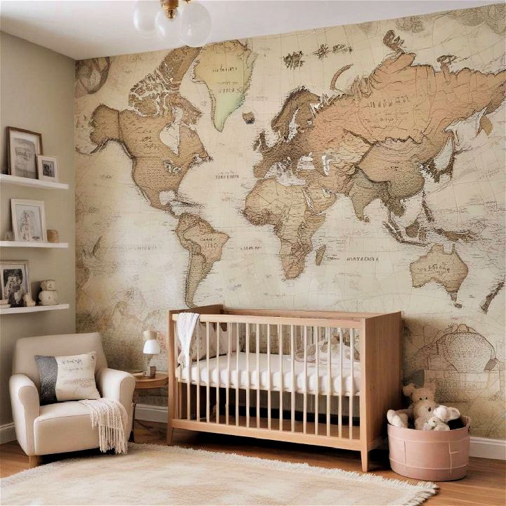 vintage map for nursery room